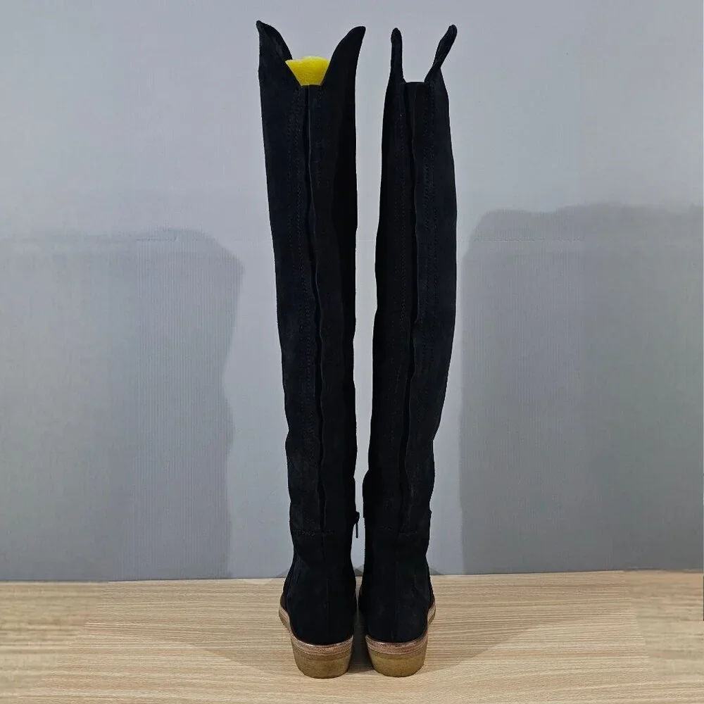 Free People Banks Over The Knee Boot Womens EU 37 Black Suede Slouchy Pull On